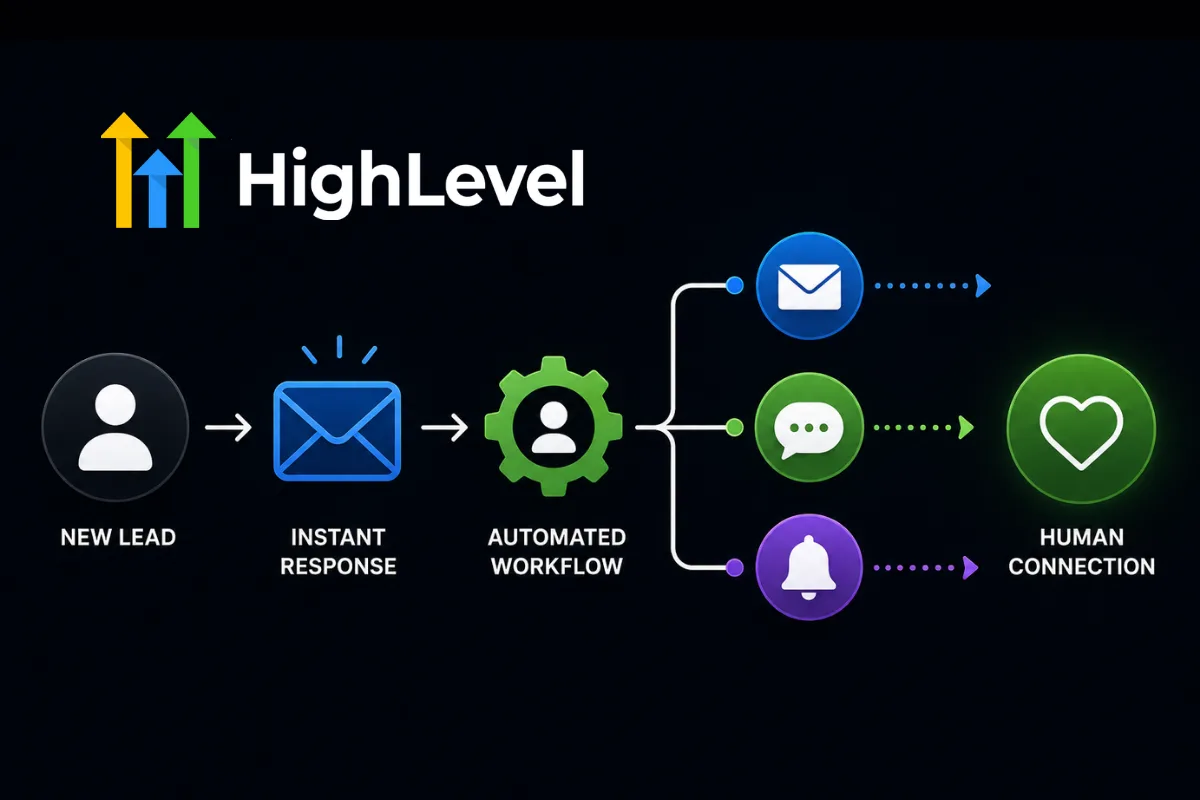 Automated lead follow-up workflow using CRM, AI, email, SMS, and personalized customer communication.