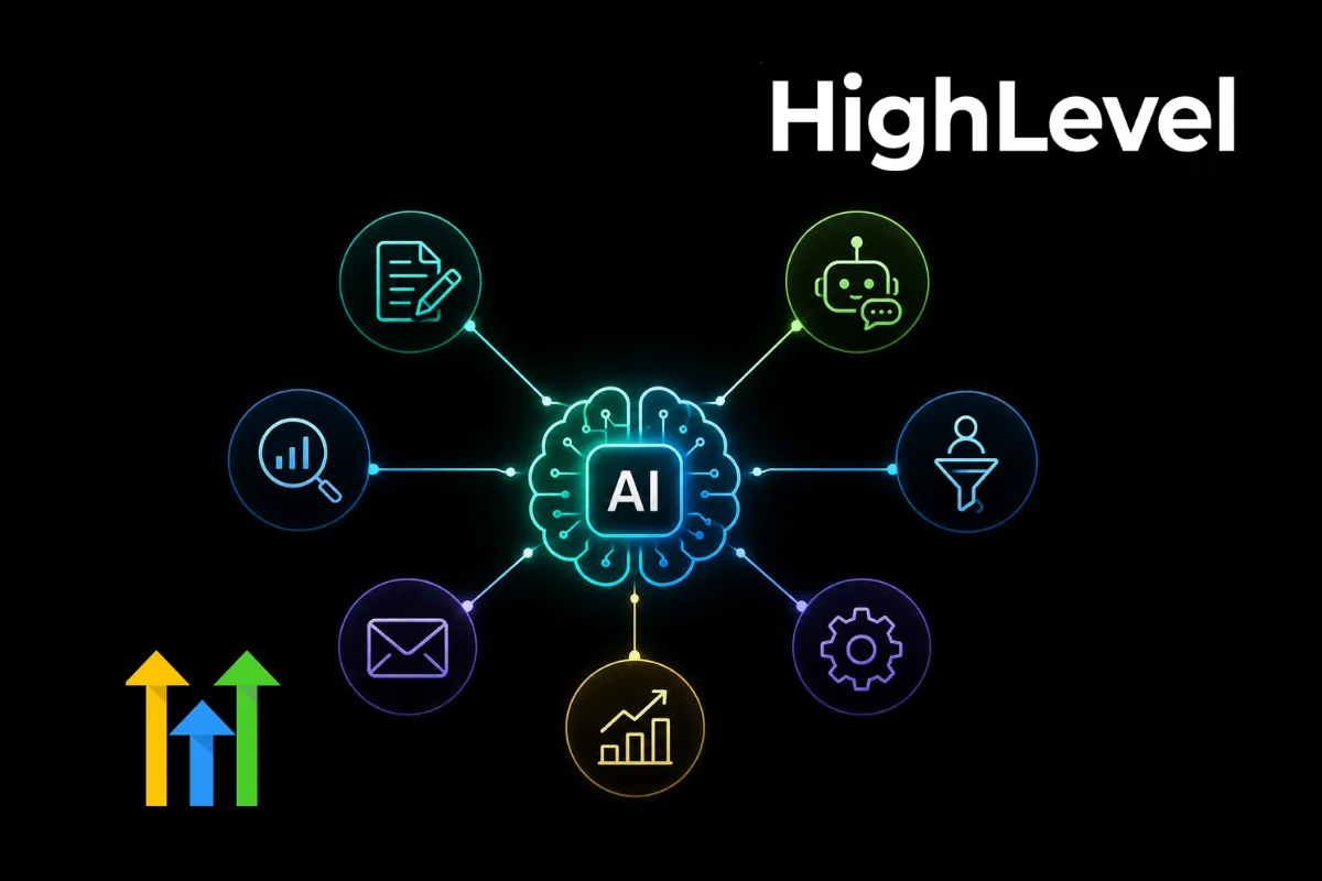 Small business owner using AI tools for marketing, customer service, content creation, sales, and business automation.