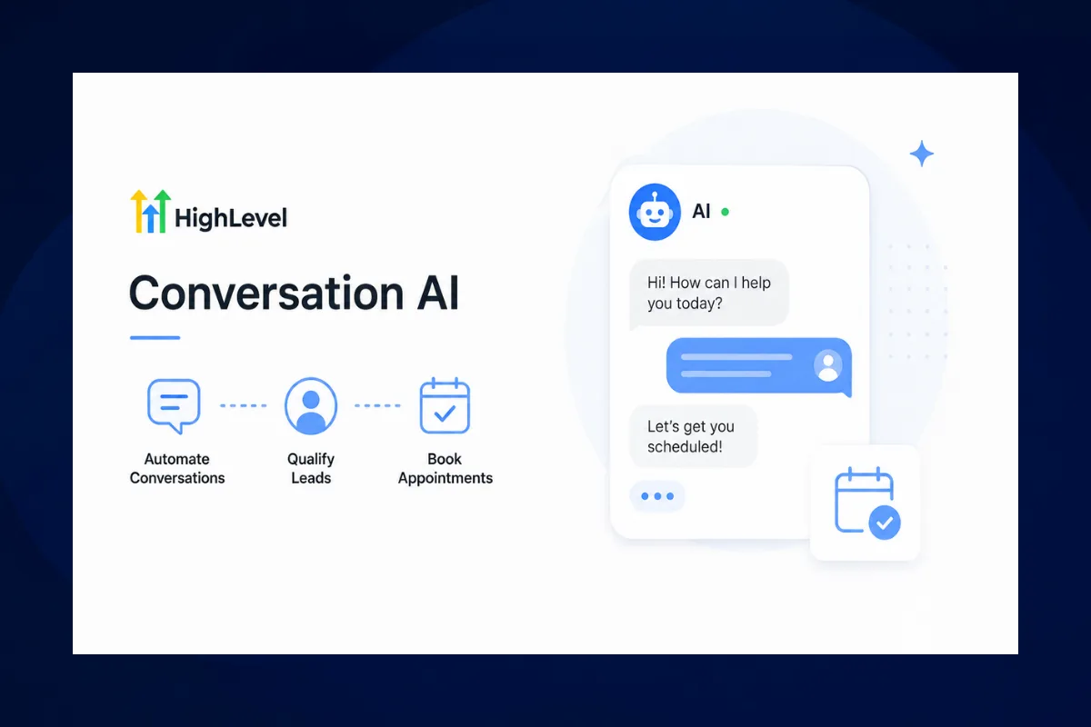 GoHighLevel Conversation AI automating client communication, qualifying leads, and booking appointments automatically.