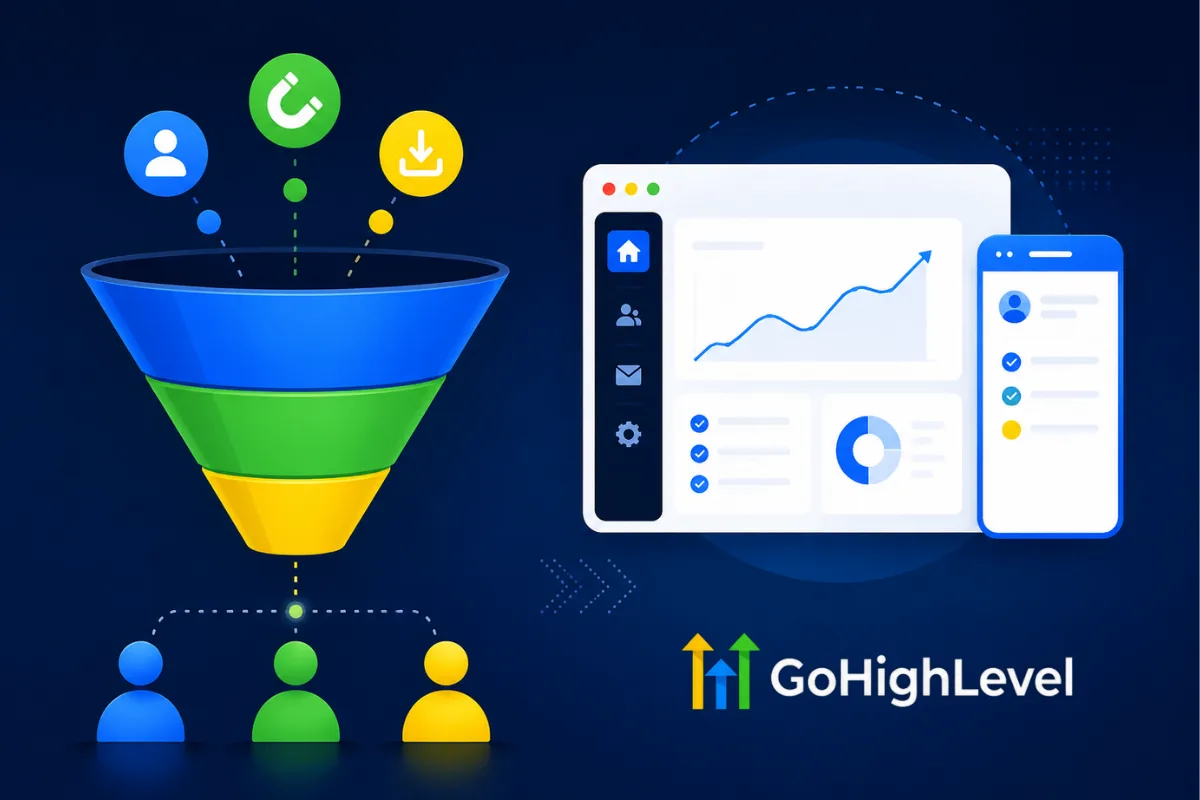 GoHighLevel lead magnet funnel builder with landing page and automation workflow
