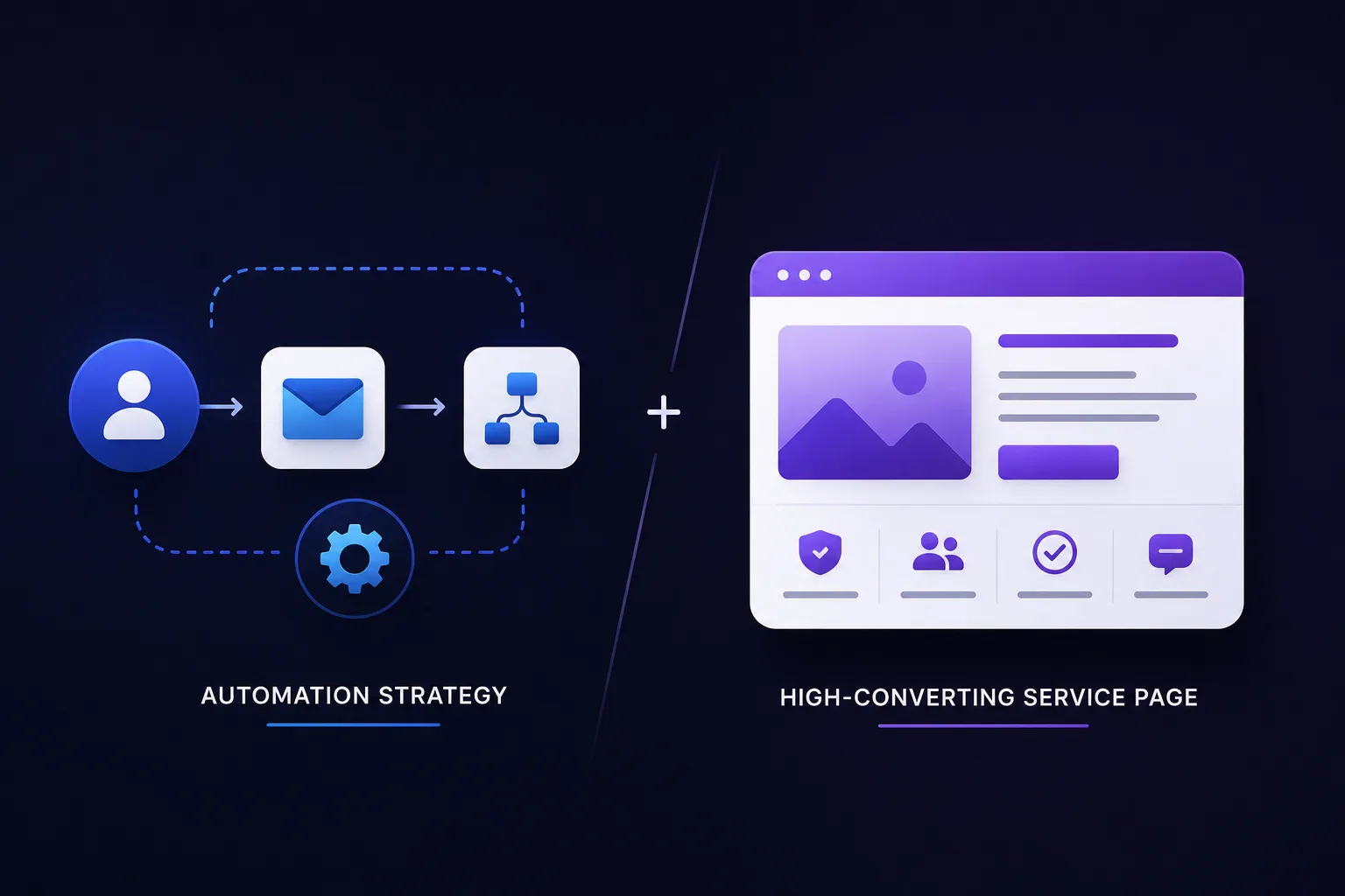 Marketing automation strategy connecting lead capture, CRM, email, sales, customer onboarding, and retention.