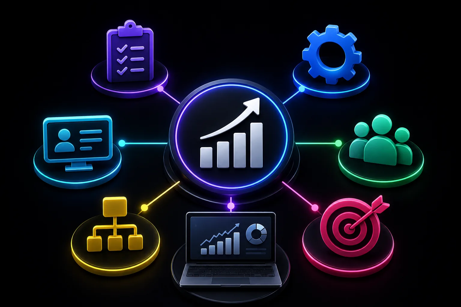 Scalable marketing agency system showing SOPs, automation, delegation, CRM, client management, and team workflows.