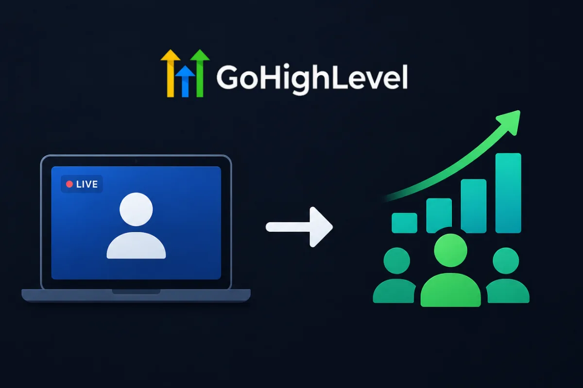 Webinar funnel showing a live presentation turning attendees into qualified leads, appointments, and business growth.
